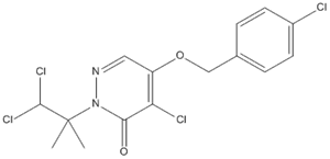 Molecular Structure of 120953-73-3 (3(2H)-Pyridazinone,4-chloro-5-[(4-chlorophenyl)methoxy]-2-(2,2-dichloro-1,1-dimethylethyl)-)